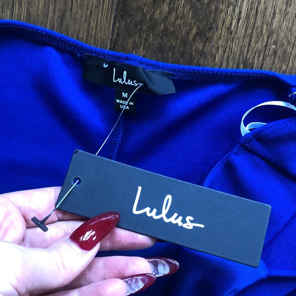 Lulus Royal Blue Asymmetrical Stretch Cut-Out Bodycon Mini Dress